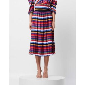 Elliatt Anthropologie Rainbow Stripe Pleated Midi Skirt NWT